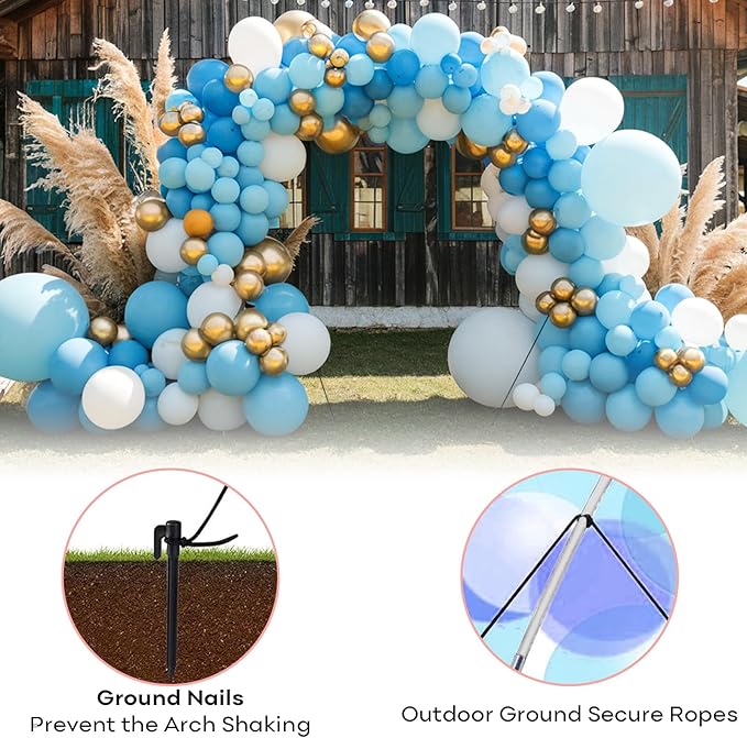 Balloon Arch Stand Kit, White, 70 Pieces, 8.5 FT Tall x 10 FT Wide