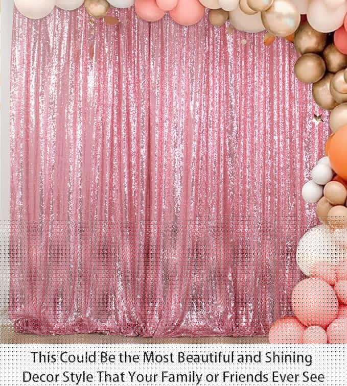 ShiDianYi Sequin Backdrop Fuchsia Pink 2 Panels 4FTx10FT Backdrop for Photograph Sequin Photo Backdrop for Birthday Sparkle Wedding Backdrop Glitter Backdrop Background