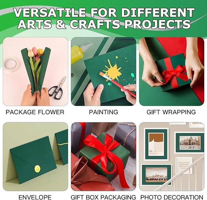 Vanhench 36" x 2400" (200') Green Wrapping Paper Roll, Kraft Paper Roll for Fathers Day/Birthday Gifts, Bouquet Flower Crafts Paper, Moving Supplies, Solid Color Bulletin Board Paper