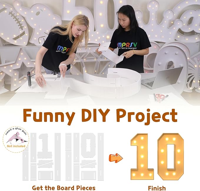 Party Decor Light Up Marquee Numbers 3 Ft Foam Board