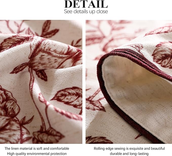 Rectangular Tablecloth 55x71 Inch Linen Polyester Blend Floral