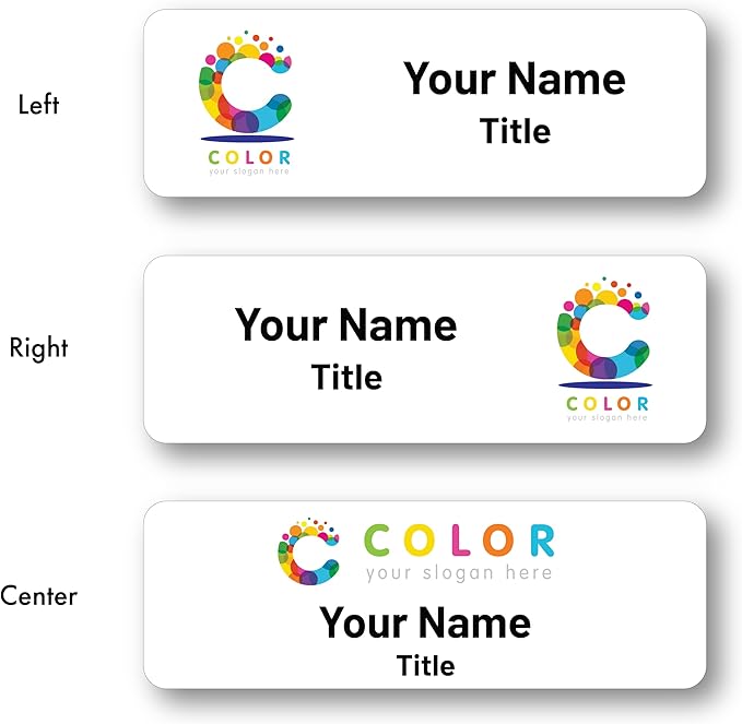 Custom Name Tags - Full Color Logo Name Tags - Scratch Resistant Metal Front & Hard Plastic Back (1x3 Inch, Gold)