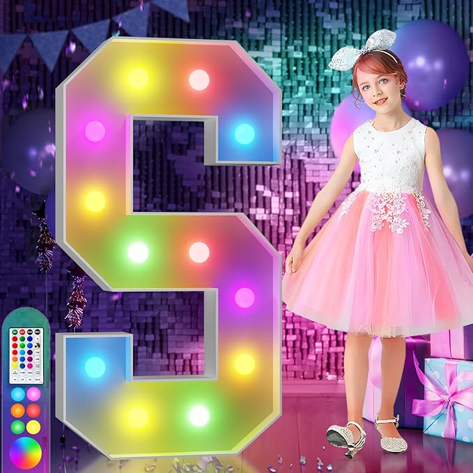 Marquee Light Up Letter S Decoration, 4 ft Foam Board, 16 Colors with Remote