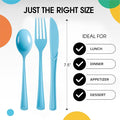 Plastic Spoons, Forks and Knives Set, Light Blue, 300 Pieces