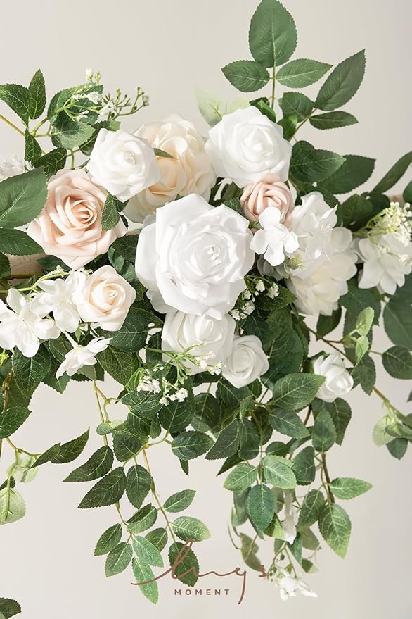 Artificial Flower Garland for Wedding Arch, Silk, 6.5 Ft, White Sage Green