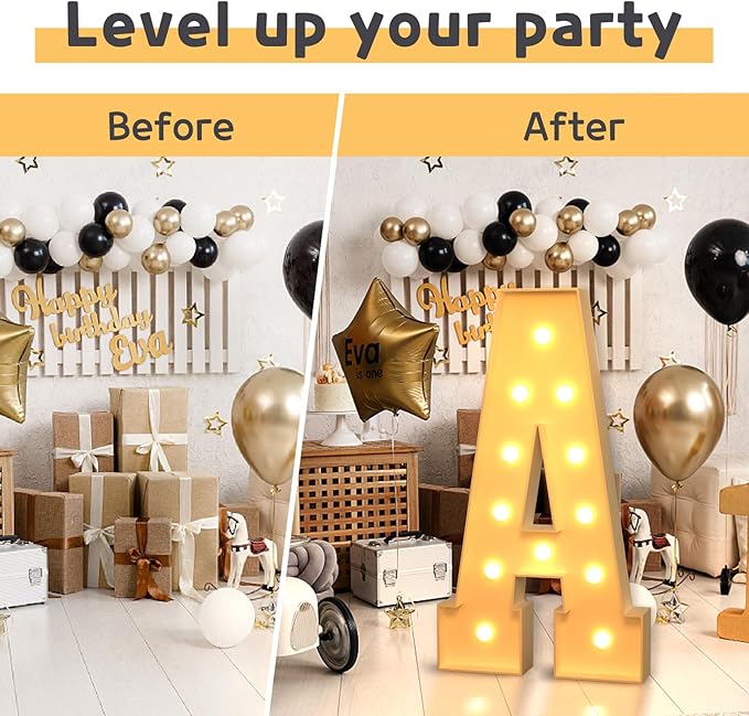 Party Supplies Light Up Marquee Letter E, 4 Ft Foam Board Sign