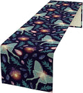Moth Table Runner, Retro Boho Aesthetic Blue Moth Magic Table Runner for Home Kitchen Dining Party Indoor Outdoor Decoration 13x60 Inch