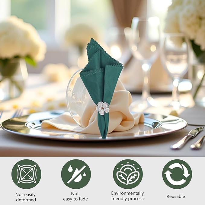 Napkin Rings, Silver Metal Floral Design, Set of 50