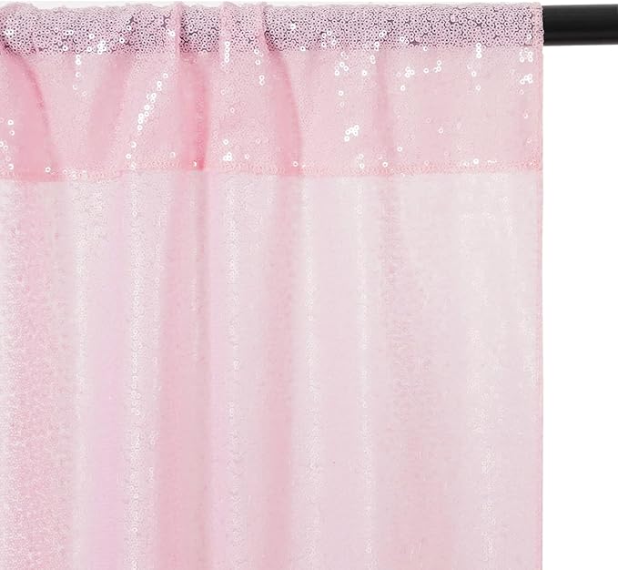 Eternal Beauty Pink Sequin Backdrop, 6x8 Ft Glitter Background Curtains for Shimmer Photography Party Wedding Birthday Back Drop Decor