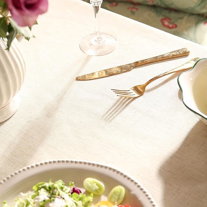 Tablecloth 67x118 Inch Rectangular Green Linen-Blend Polyester