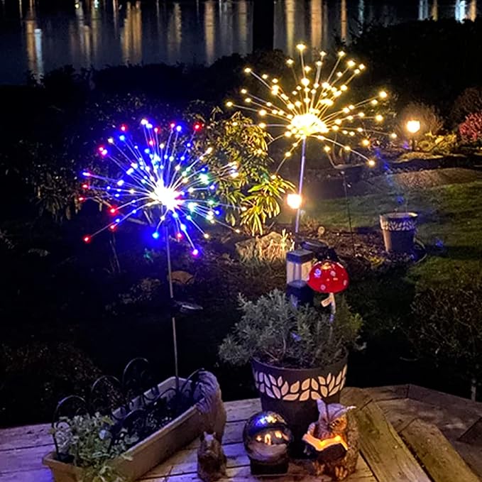 Solar String Lights 4 Pack with 120 LED Multicolor Waterproof Stakes