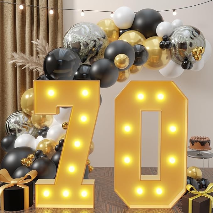 Event Party Supplies Light Up Marquee Numbers, 3 Ft Tall Foam Board Decor