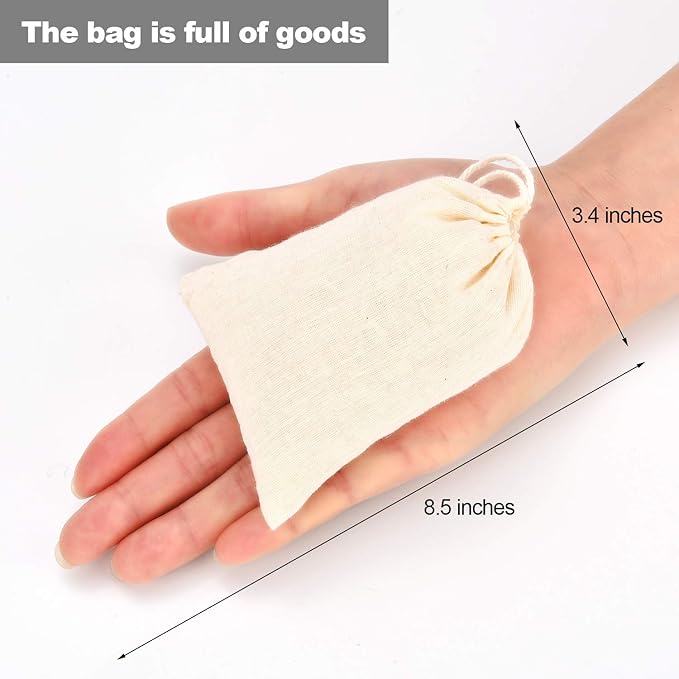 Gift Bags, 200 Count Muslin Drawstring Pouches, Cotton Sachets for Favors