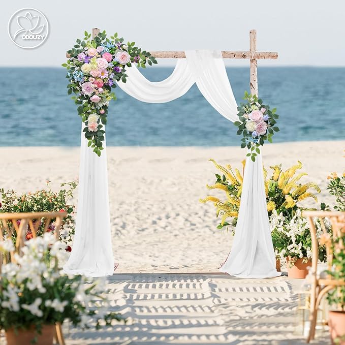 Artificial Flowers Wedding Arch Kit, Foam and Silk Blooms, 20 Plastic Stems