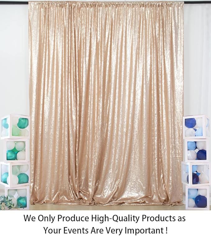 Backdrop Curtain Champagne Sequin 10 x 10 ft Mesh Photo Backdrop