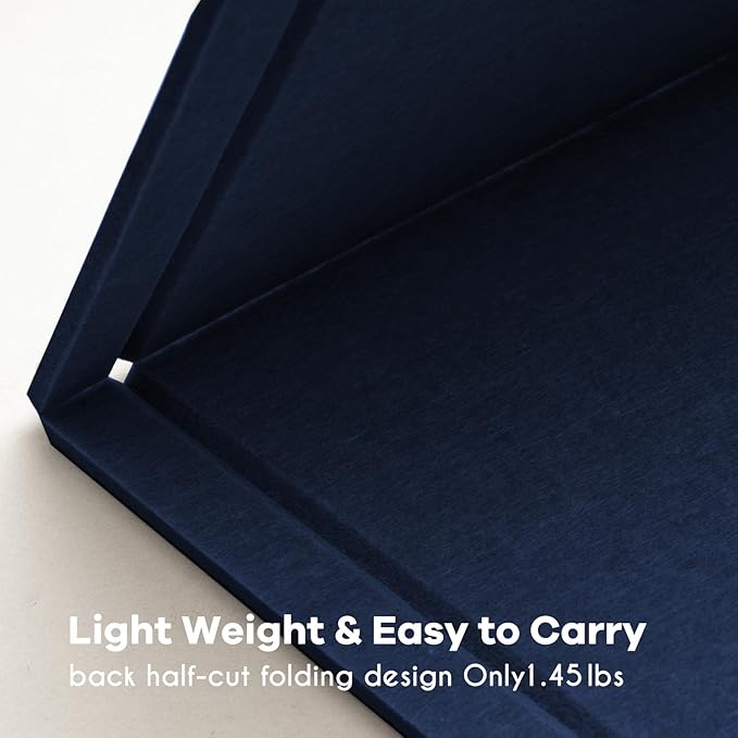Bulletin Board, 36 x 24 inches Felt Board - Decorative Pin Board, Cork Board Alternative for Wall, 3' x 2' Foldable Picture Board Self-Adhesive Vision Board Prayer Board with 20 Pushpins - Dark Blue