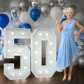 Marquee Numbers 4 Feet Tall Big Light Up Numbers 50th Birthday Decorations Women Men White Anniversary Party Decor Large Cardboard Prop Backdrop Sign 50
