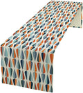 Mid Century Table Runner, Modern Style Retro Pattern Droplet Shapes Mosaic Tones Pattern Print for Home Kitchen Table Decor Dining Coffee Room Party Decor 13x60in