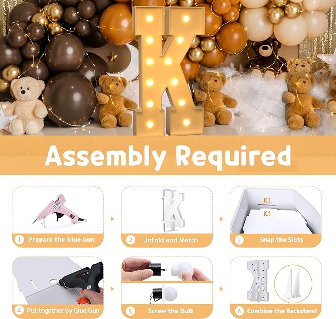 Party Supplies Marquee Light Up Letter K, 4 Foot Foam Board Alphabet Decor
