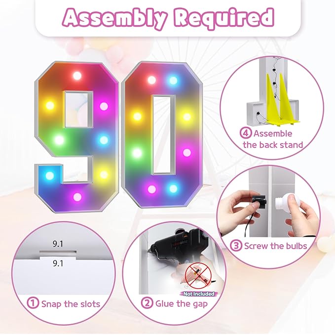 Birthday Party Decoration with Cardboard Number 90 Marquee Design