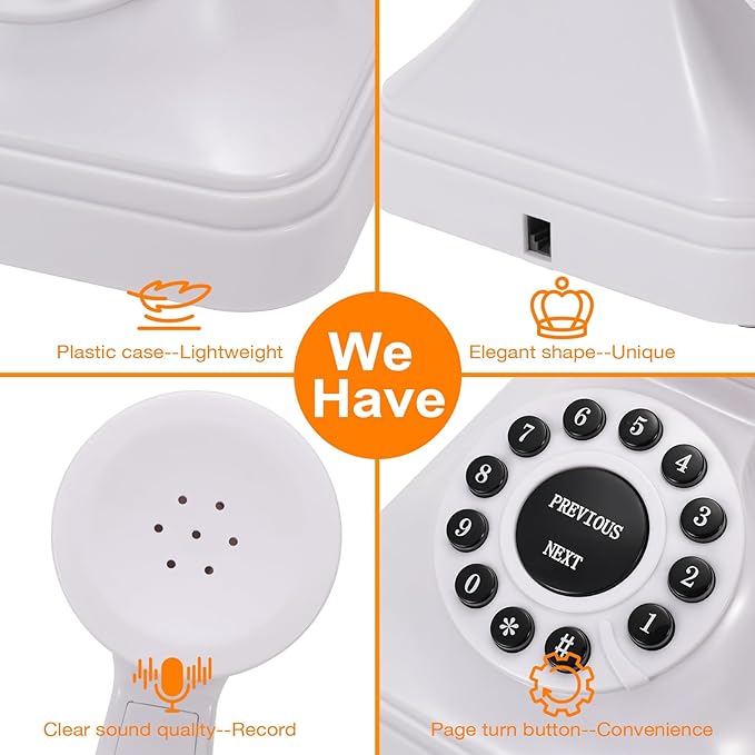Guestbook Phone with Voice Recording, Retro Design and Photo Album