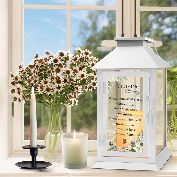 Decorative Candle Lantern with Metal Frame, Glass Panels and LED Candle