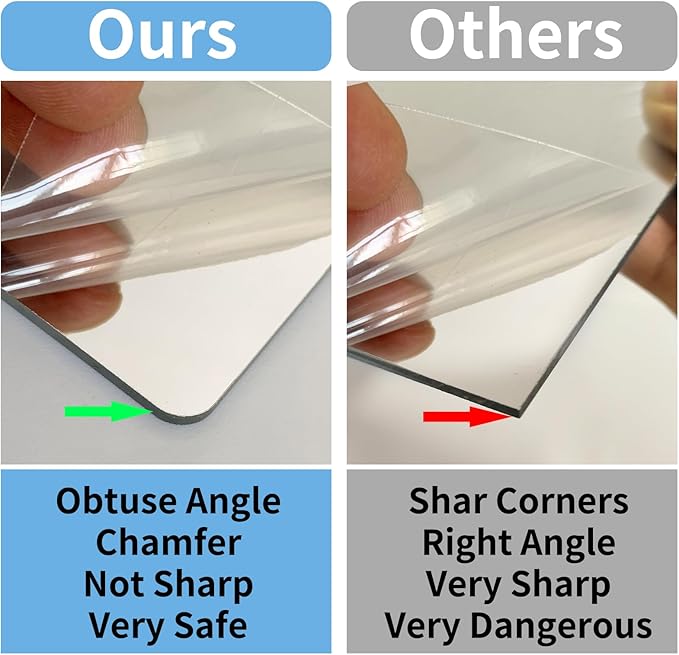 Unbreakable Acylic Small Mirror Tiles for Kids, (4-Pcs 11.5x11.5 Inch) Plastic Mirrors for Wall, Stick on Mirrors for Wall Decor, Shatterproof Mirror for Kids Bedroom