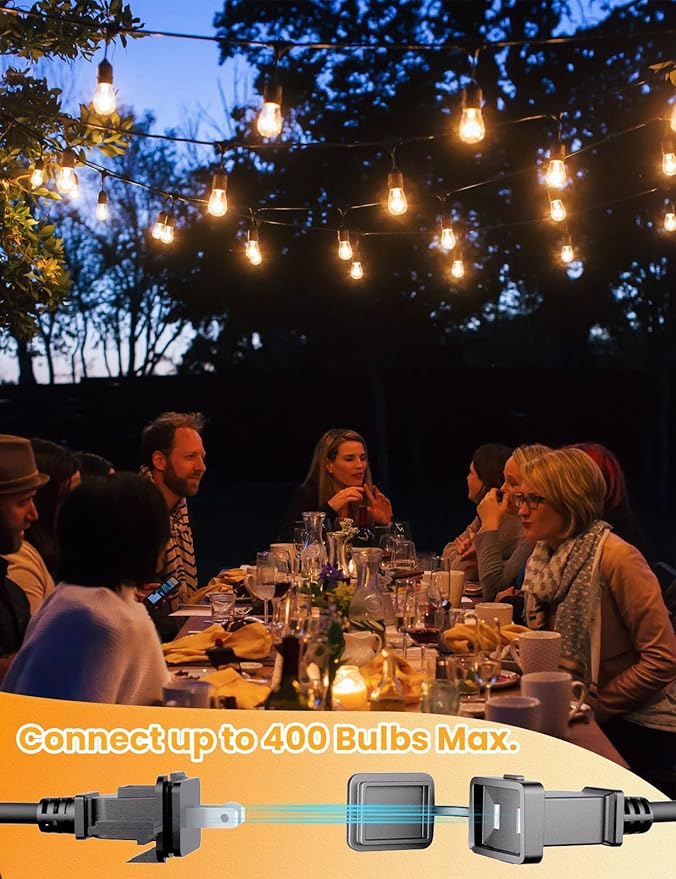 String Lights 75 FT Waterproof LED Patio Lights, Shatterproof Bulbs