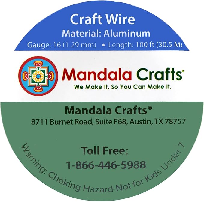 Mandala Crafts 16 Gauge Anodized Aluminum Craft Wire for Jewelry Making - 100 FT Colored Flexible Gray Wire - Bendable for Bonsai Armature Crafting Sculpting
