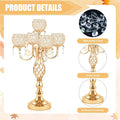 Candlestick Holders Gold Crystal Candelabra, 5-Arm 23.6-Inch Centerpiece