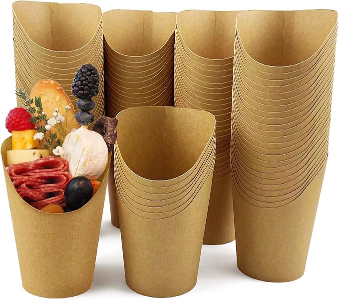 Cups for Fries and Snacks, 14 oz Brown Kraft Paper, Pack of 100