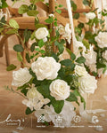 Artificial Flower Arrangements 4 Pack, 17.5 Inch White and Sage Wedding Decor