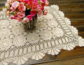 Cotton Handmade Crochet lace Table Runners Rectangular Tablecloth Doilies Doily Table Dresser Scarf Décor,19x23Inch,Beige
