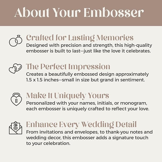 Personalized Wedding Embosser | Custom Made with Initials or Monograms for Couples | Elegant Designs for Stationery, Invitations, Napkins, and More (Design 2)