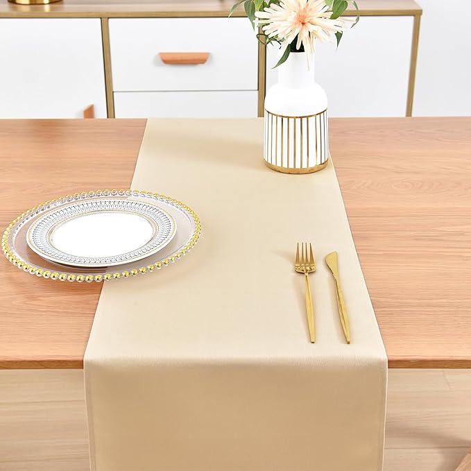 Farmhouse Beige Table Runner Dining Table Runners 72 Inches Long Coffee Table Runner for Dresser Living Room Bedroom Holiday Party Banquet 12X72 Inch