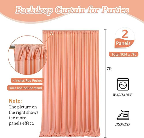 10 x 7 Feet Rose Gold Backdrop Curtain for Partie, Background Curtains for Photoshoot, Birthday, Wedding, Halloween, Thanksgiving, Christmas Day, New Year Party Decorations 5Ft x 7Ft, 2 Panels