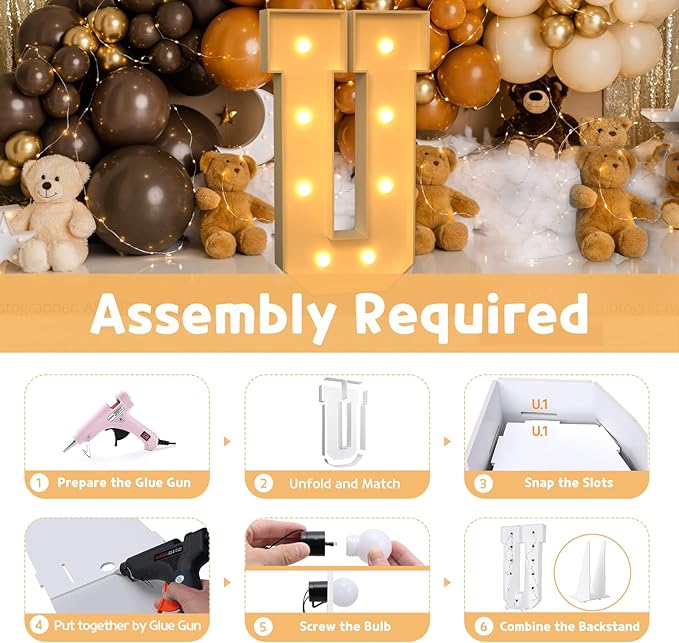 Party Supplies Light Up Marquee Letter U, 3 Ft Foam Board Sign