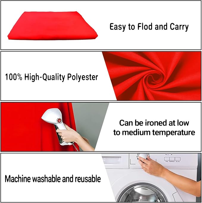 10x20FT Large Red Screen Backdrop Background for Photography, Photo Backdrop for Photoshoot, Party, Video
