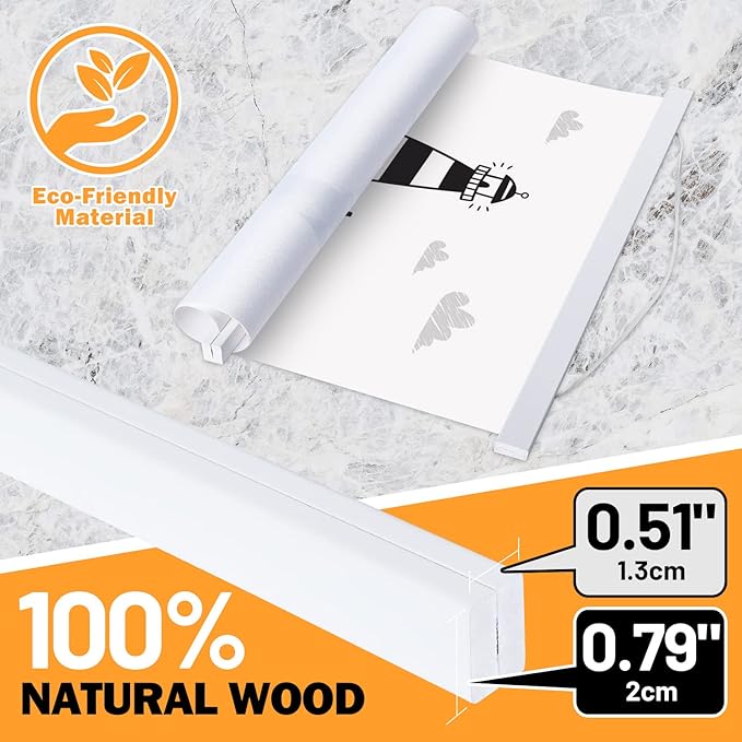 34x22 34x23 34x24 Poster Frame, Magnetic Light Wood Wooden Frame Hanger for Photo Picutre Canvas Artwork Art Print Wall Hanging (1 Pack, 34", White)