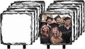 PYD Life 12 Pack Sublimation Photo Slates Rock Blanks 5.5 x 5.5 Inch Bulk Square Stone Frame White with Display Holder for Heat Transfer Printing