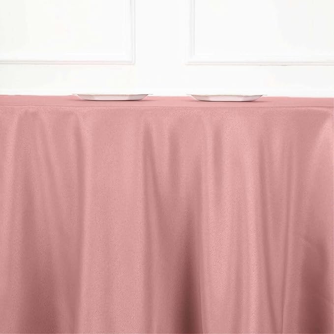 Efavormart Round Tablecloth, 120 Inch Stain & Wrinkle Resistant Washable Table Cloth, Decorative Polyester Fabric Table Cover for Banquet, Wedding, Dining - Dusty Rose