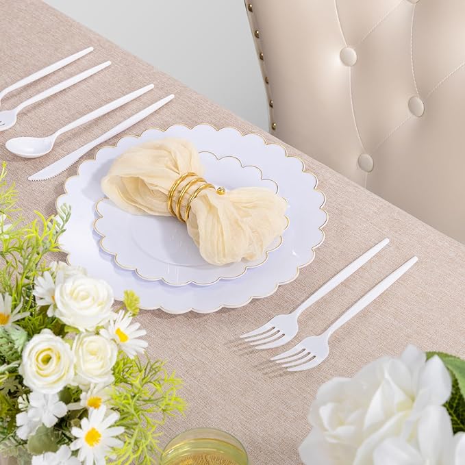 Disposable Plastic Cutlery Set, 360 Pieces, White, Heavy Duty