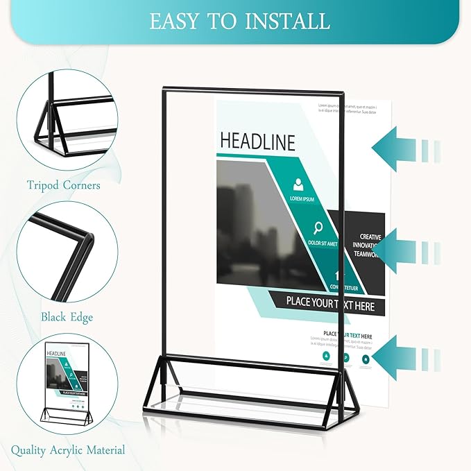Menu Holders 12 Pack Acrylic Table Sign Frames for 5x7 Photos