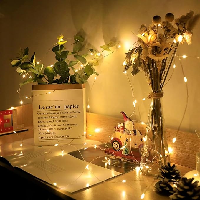 12 Pack Fairy Lights 7Ft 20 LED Twinkle String Lights 3 Modes Battery Operated Waterproof Firefly Starry for Mason Jar Party Wedding Christmas Valentines Day Table Centerpieces,Warm White