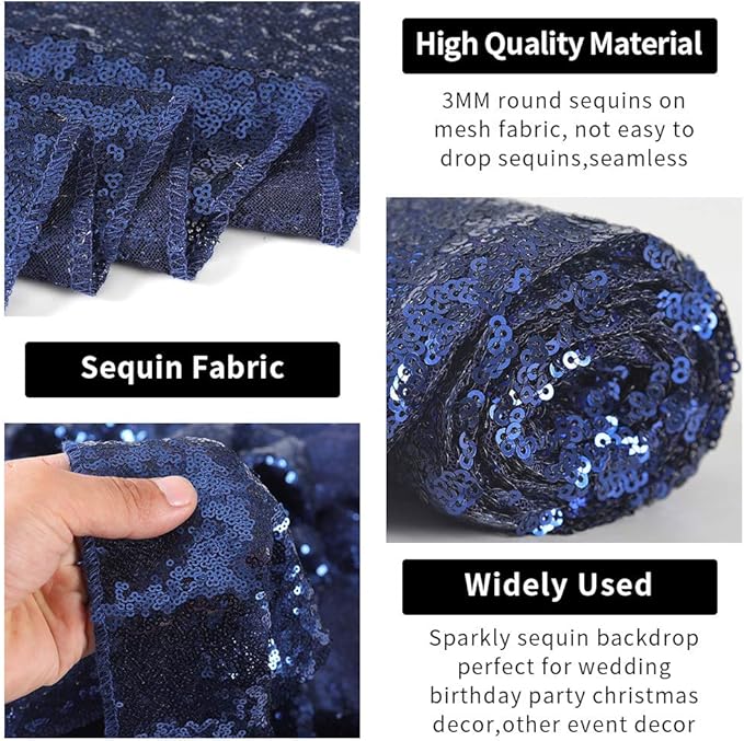 Backgrounds Navy Sequin Mesh Backdrop, 2 x 8 Ft, Pack of 4, Wrinkle-Free