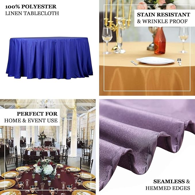 Efavormart Round Tablecloth, 132 Inch Stain & Wrinkle Resistant Washable Table Cloth, Decorative Polyester Fabric Table Cover for Banquet, Wedding, Dining- Red
