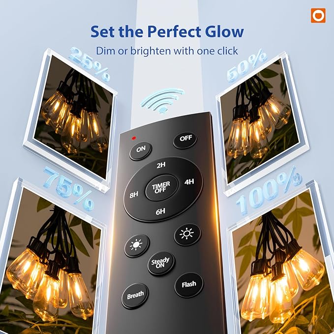 String Lights, 200 FT Warm Yellow LED, 64 Shatterproof Bulbs, IP65 Waterproof