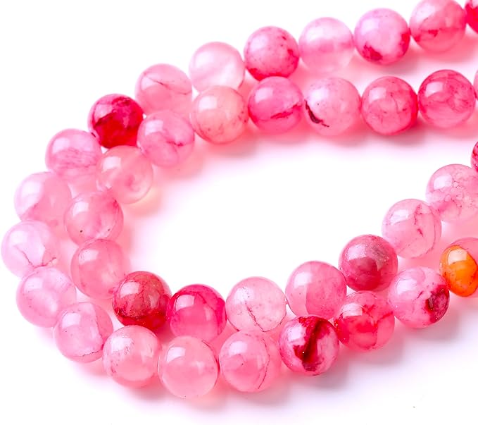 Blood Red Persian JadeStone Beads Gemstone Round Crystal Energy Jade Beads Stone Beads for Jewelry Making DIY Bracelet Necklace Jewelry Making 1 Strand 15.5inch 45PCS 8MM