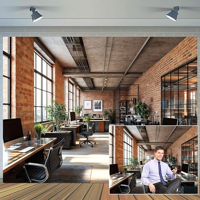5X5ft Office Video Photo Backdrop Photography Background for Recording Conference, Zoom Home Podcast Backdrops Photo Booth Prop Decorations Wall Decor Tablecloth