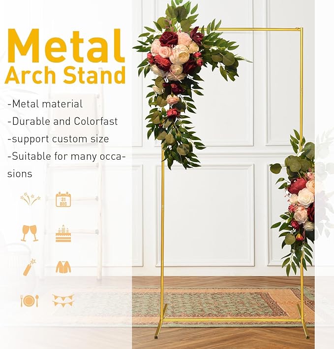 Arbor Backdrop Stand, 6.6 x 5 ft Gold Metal Balloon Arch Frame